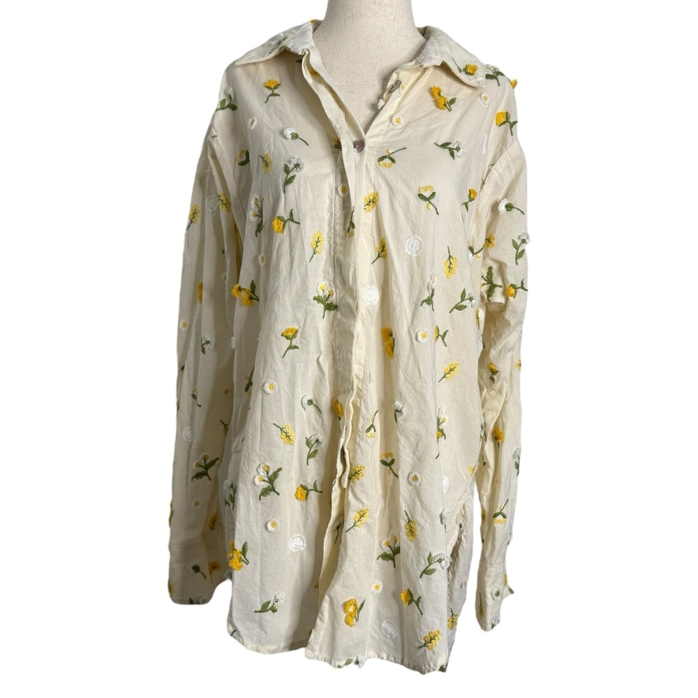 Azulu Colombia Cream‎ Floral Long Sleeve Top - Picture 4 of 10
